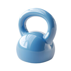 A rendered light-blue kettlebell, showcasing smooth surfaces and a classic design.