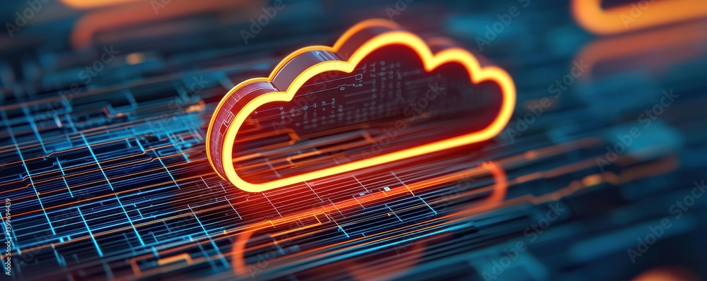 Aufkleber innovative cloud computing concept digital environment 3d graphic design high-tech background futuri
