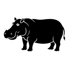 hippo icon, hippo silhouette vector illustration-simple silhouette illustration of hippo, perfect for hippo logos and icons