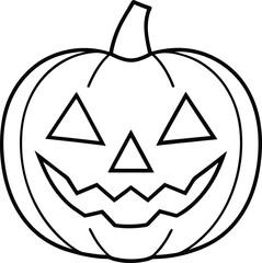 Halloween Pumpkin Line Art – Jack-o'-Lantern Outline Vector Illustration