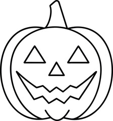 Smiling Jack-o'-Lantern Line Art – Halloween Pumpkin Outline Vector Illustration