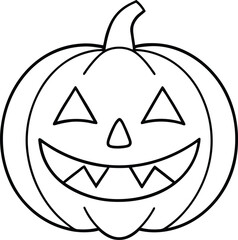 Happy Jack-o'-Lantern Line Art – Halloween Pumpkin Vector Illustration
