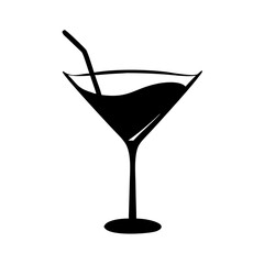 martini glass icon, martini glass silhouette vector illustration-simple silhouette illustration of martini glass, perfect for martini glass logos and icons
