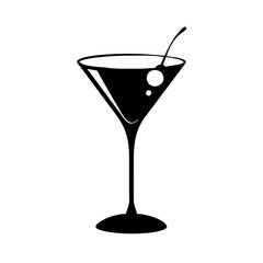 martini glass icon, martini glass silhouette vector illustration-simple silhouette illustration of martini glass, perfect for martini glass logos and icons