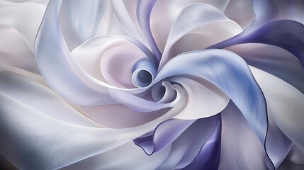 Abstract swirling fabric design in pastel shades of lavender, mauve, and white.  Delicate folds and curves create a mesmerizing effect