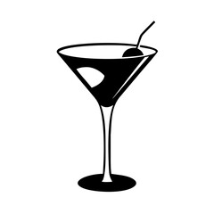 martini glass icon, martini glass silhouette vector illustration-simple silhouette illustration of martini glass, perfect for martini glass logos and icons
