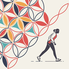 vector illustration of a girl with a bunch