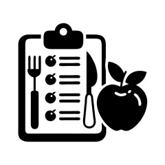 meal plan icon, meal plan silhouette vector illustration-simple silhouette illustration of meal plan, perfect for meal plan logos and icons