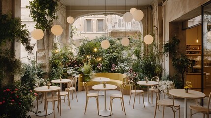 Charming, light-filled café patio