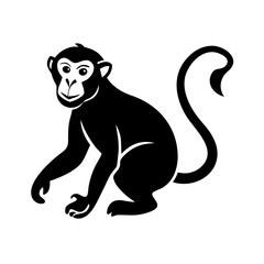 monkey icon, monkey silhouette vector illustration-simple silhouette illustration of monkey, perfect for monkey logos and icons
