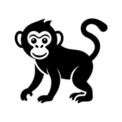 monkey icon, monkey silhouette vector illustration-simple silhouette illustration of monkey, perfect for monkey logos and icons