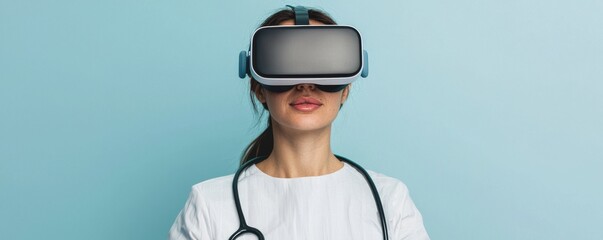 Virtual reality experience medical training digital content indoor close-up innovative healthcare technology