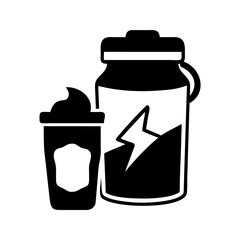 pre workout drink icon, pre workout drink silhouette vector illustration-simple silhouette illustration of pre workout drink, perfect for pre workout drink logos and icons