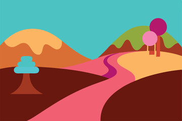 landscape with trees and hills