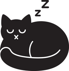 sleeping cat black cat silhouette vector art with a cartoon mouse