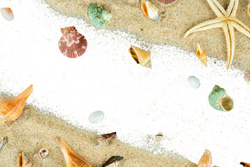summer beach copy space with shell decoration