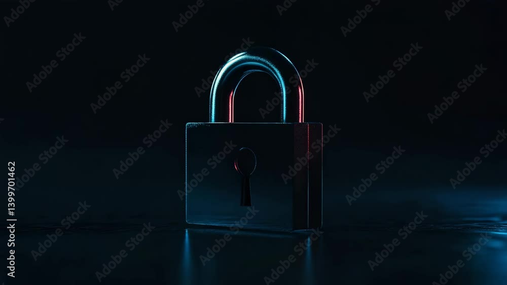 Poster digital lock symbol of cybercrime protection and safety in technology driven digital realm with enha