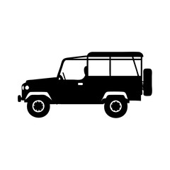 safari jeep icon, safari jeep silhouette vector illustration-simple silhouette illustration of safari jeep, perfect for safari jeep logos and icons