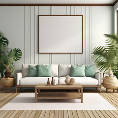 Blank Living Room Wall Tropical Style Decor 2