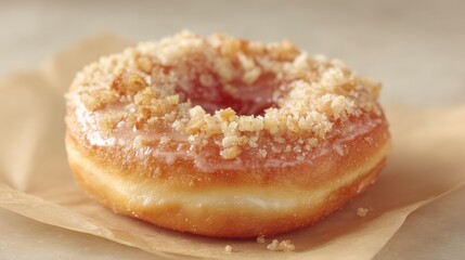 Delicious Glazed Donut with Crumble Topping   Sweet Treat Bakery Pastry