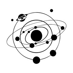 solar system icon, solar system silhouette vector illustration-simple silhouette illustration of solar system, perfect for solar system logos and icons