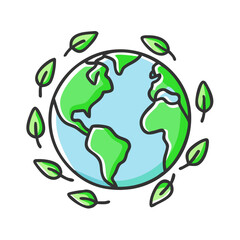 earth with leaves icon, earth with leaves vector illustration-simple illustration of earth with leaves, perfect for earth with leaves logos and icons