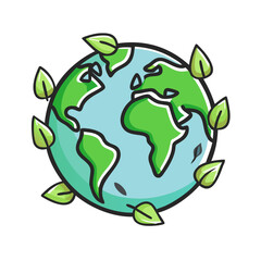 earth with leaves icon, earth with leaves vector illustration-simple illustration of earth with leaves, perfect for earth with leaves logos and icons