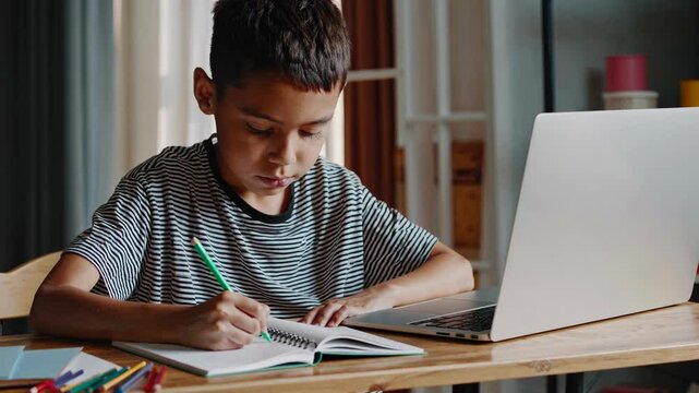 The Boy Writing in Notebook