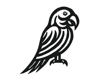 Parrot bird icon. Cute green parrot pet. Exotic tropical animal minimalist logo, Icon, element vector illustration