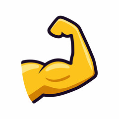 Flexed Biceps Arm Vector Illustration – Strong Muscular Hand in Cartoon Style.