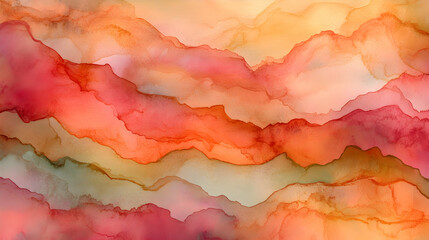 Obraz premium Abstract Watercolor Waves in Pink, Orange, and Cream