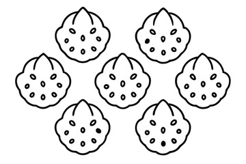 cherimoya line art with intricate details and design