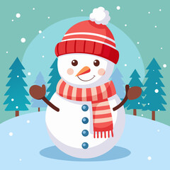 snowman with christmas tree