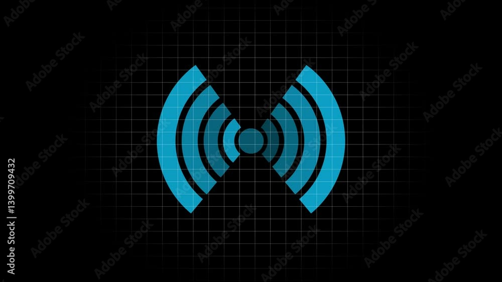 Poster wifi icon animation on background. neon digital wifi network icon. wifi wave signal, isolated on tra