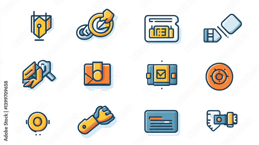 Poster vector icon set design elements for business and finance ui ux interface development and graphic des