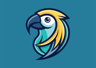 Obraz premium Parrot bird icon. Cute green parrot pet. Parrot gradient design vector cartoon illustration