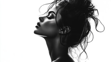 Naklejka premium A photography portrait where the modelâ€™s face is completely in silhouette