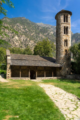 Romanesque church of Santa Coloma of Andorra in Andorra la Vella city in a sunny day.