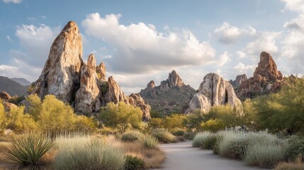 Majestic Desert Landscape  Arizona Rock Formations  Hiking Trail  Scenic Vista