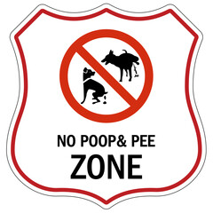 Dog poop sign no poop and pee zone