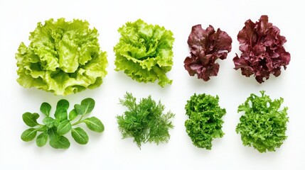 Naklejka premium Variety of fresh leafy greens and lettuce types