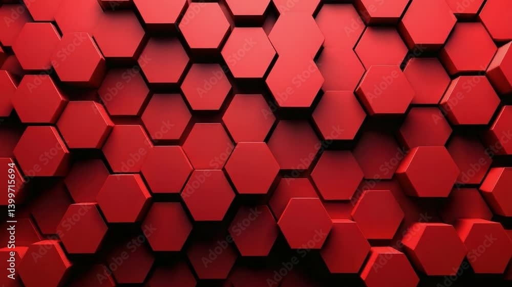 Poster abstract red hexagonal pattern background with 3d effect for modern designs, textures, and graphic p