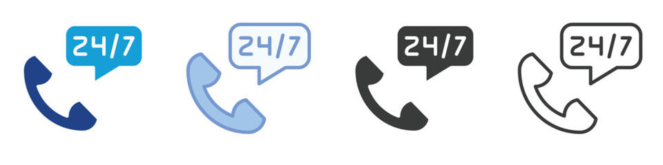24-7 Support Icons Collection – Multiple Vector Styles Icons