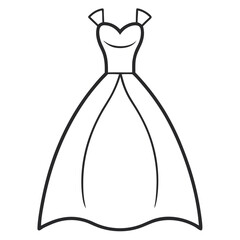 Bridal Dress Coloring Book Page Line Art Drawing