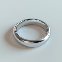 Polished, simple, band ring.  A classic, round, metal band ring with a smooth, rounded interior and exterior.  Sleek and modern design