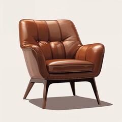 Naklejka premium Brown leather chair vector art illustration on plain white background