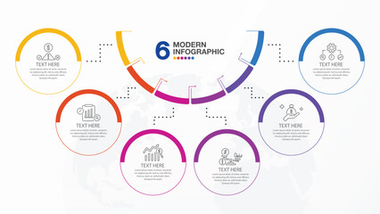 Infographic half circle 6 step.