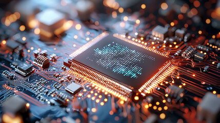Innovative circuit board design technology lab electronic components dynamic environment close-up view future concepts