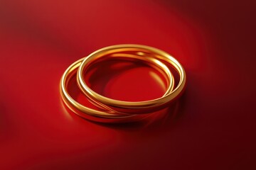 Golden light rings on red background