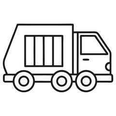 Garbage Truck Outline Coloring Book Page Line Art